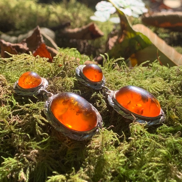 ⭐️Handmade Sterling silver/ cognac amber earrings - Picture 5 of 16